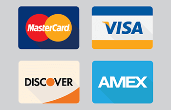 Credit Cards we accept.